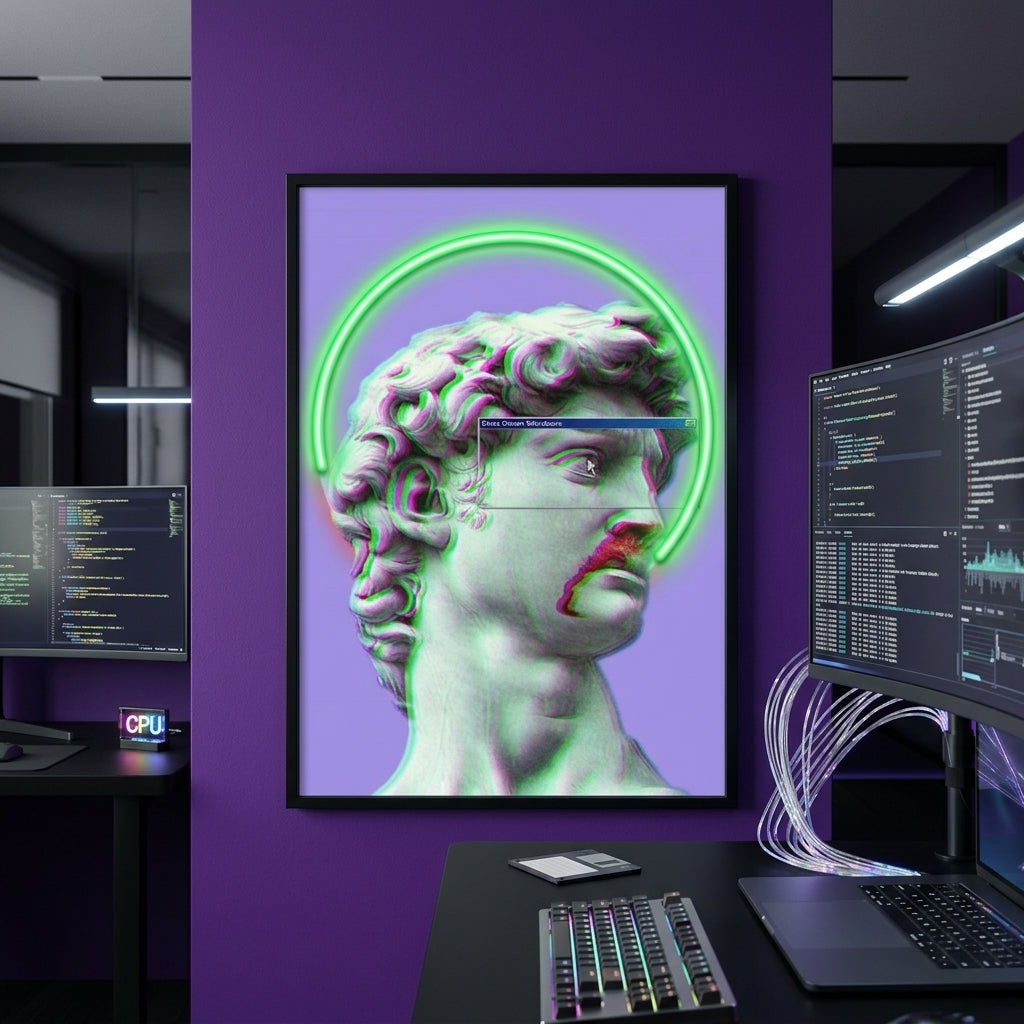 "Dijital Rönesans ve Sistem Hatası (Glitch)" Premium Tablo