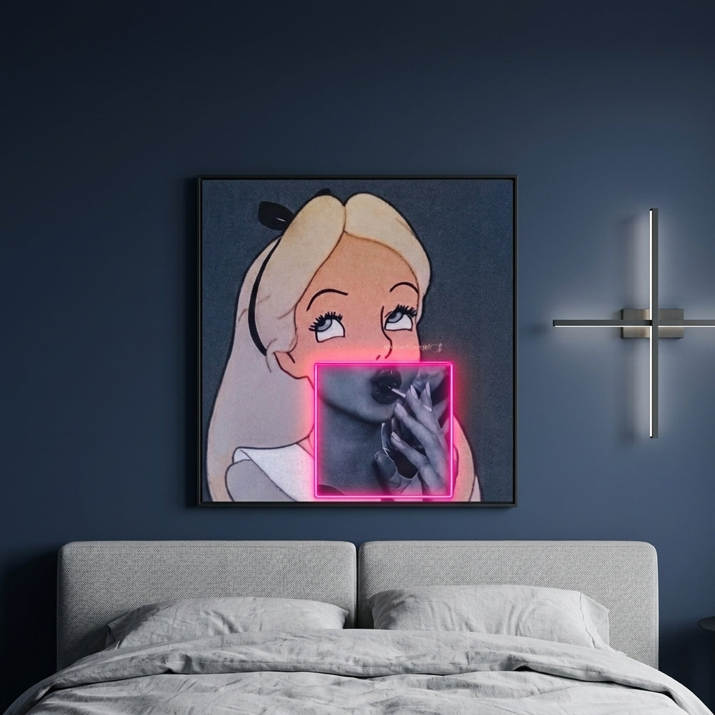 "Masumiyetin İronisi ve Pembe Neon" Kanvas Tablo