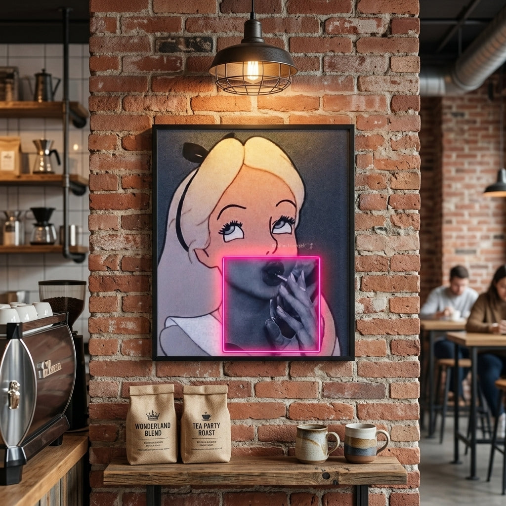 "Masumiyetin İronisi ve Pembe Neon" Kanvas Tablo