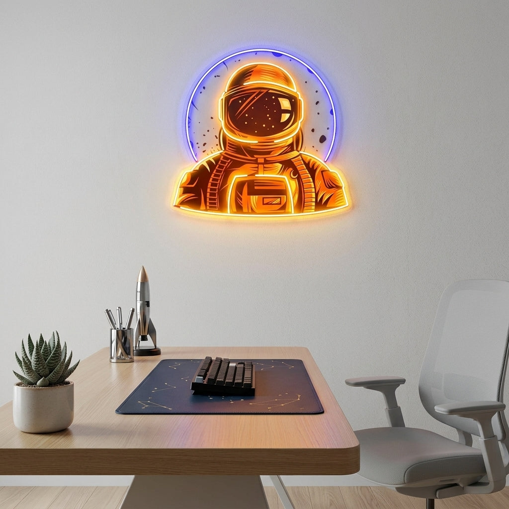 Astronot Amblemi Baskılı - Neon Tabela