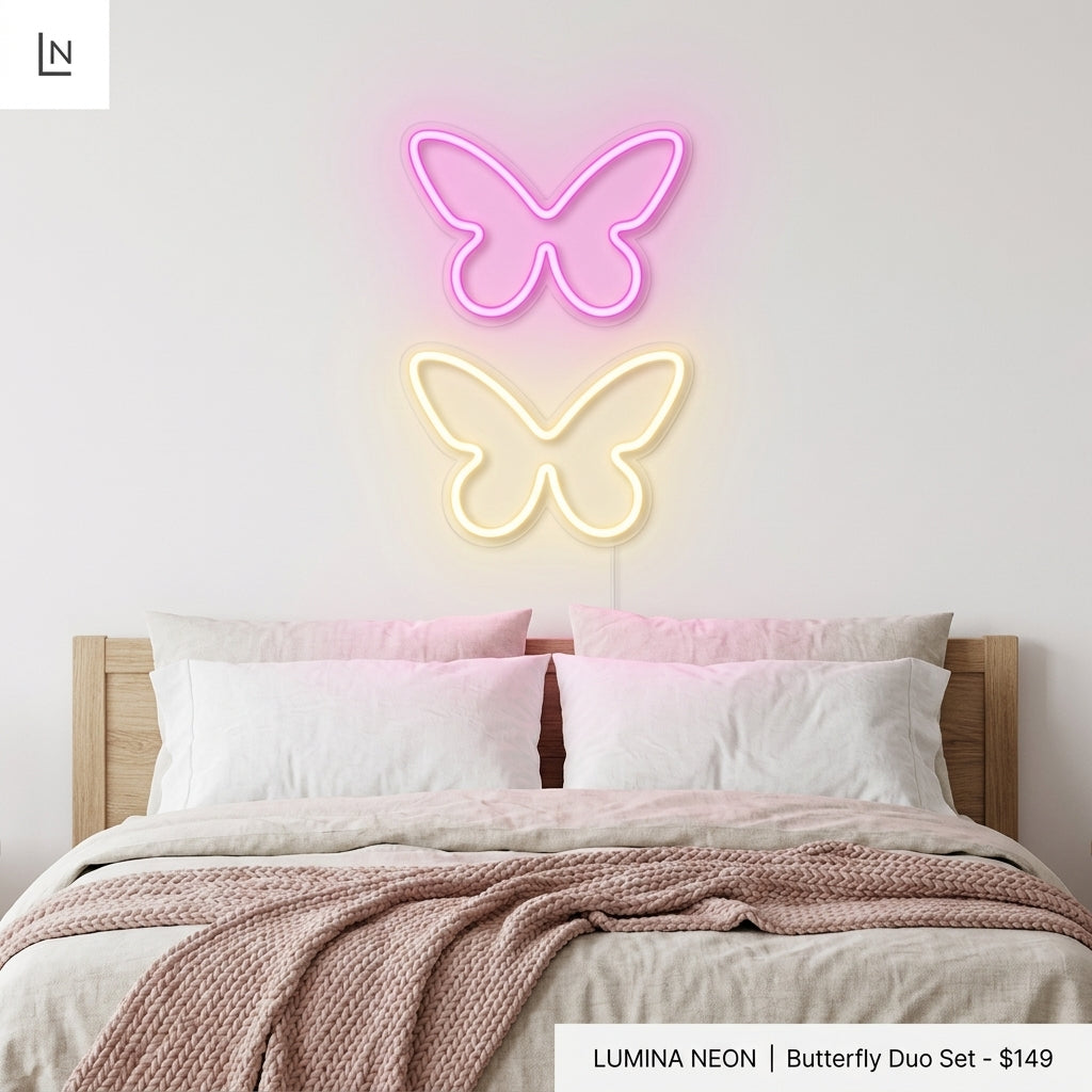 Kelebek Figürü Neon Dekor