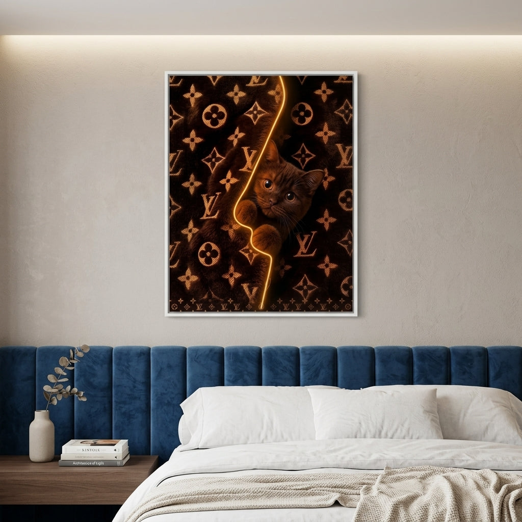 'Golden Feline' Neon Tablo