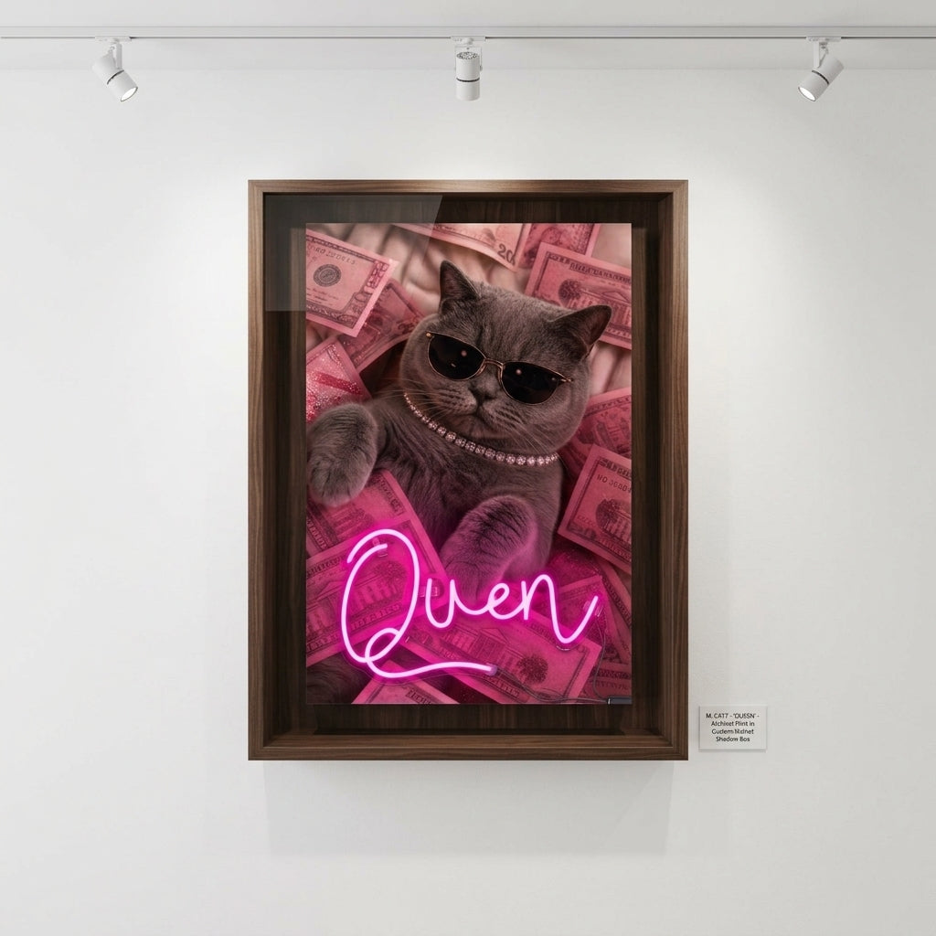 'Pink Cash & Cool Cat' Işıklı Tablo