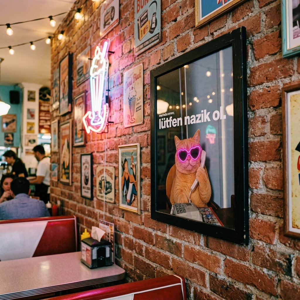 Pink Glasses Cat Art Print