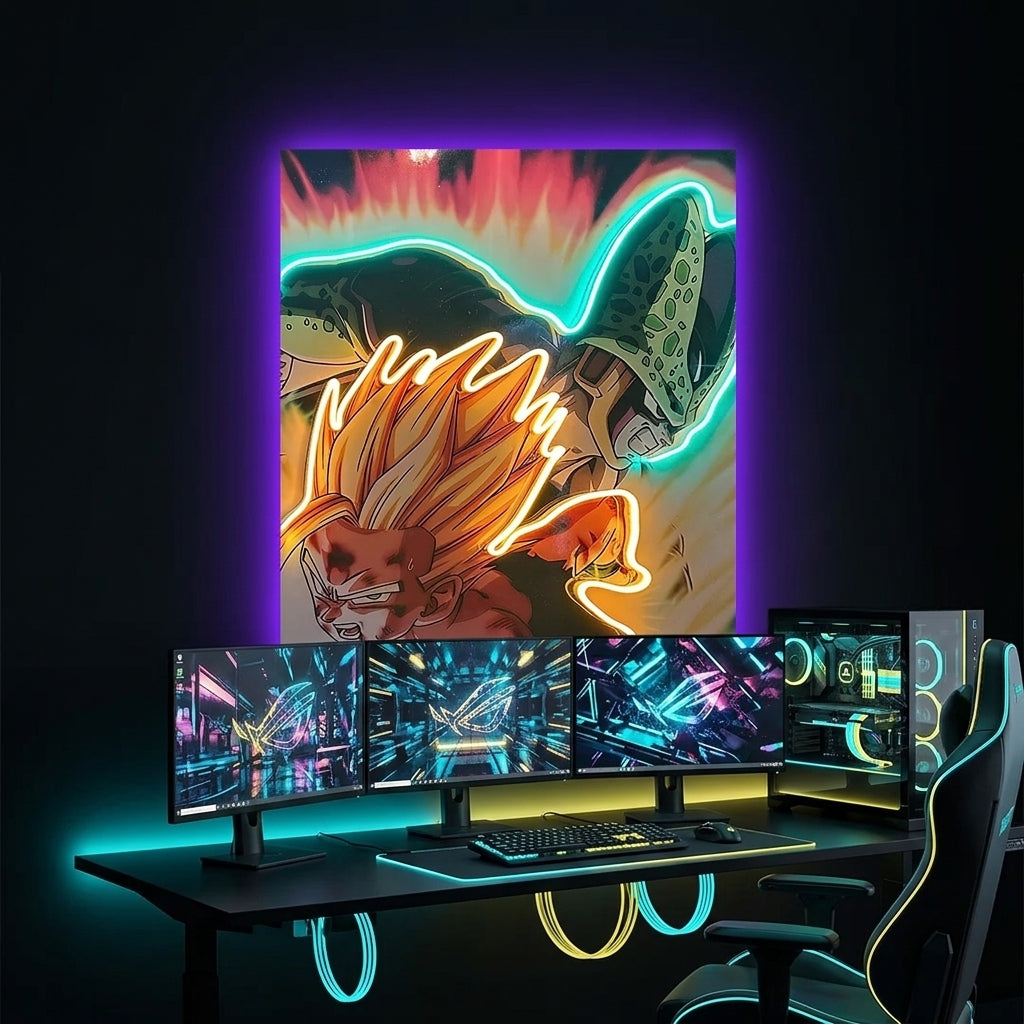 Gohan vs Cell Neon Tablo