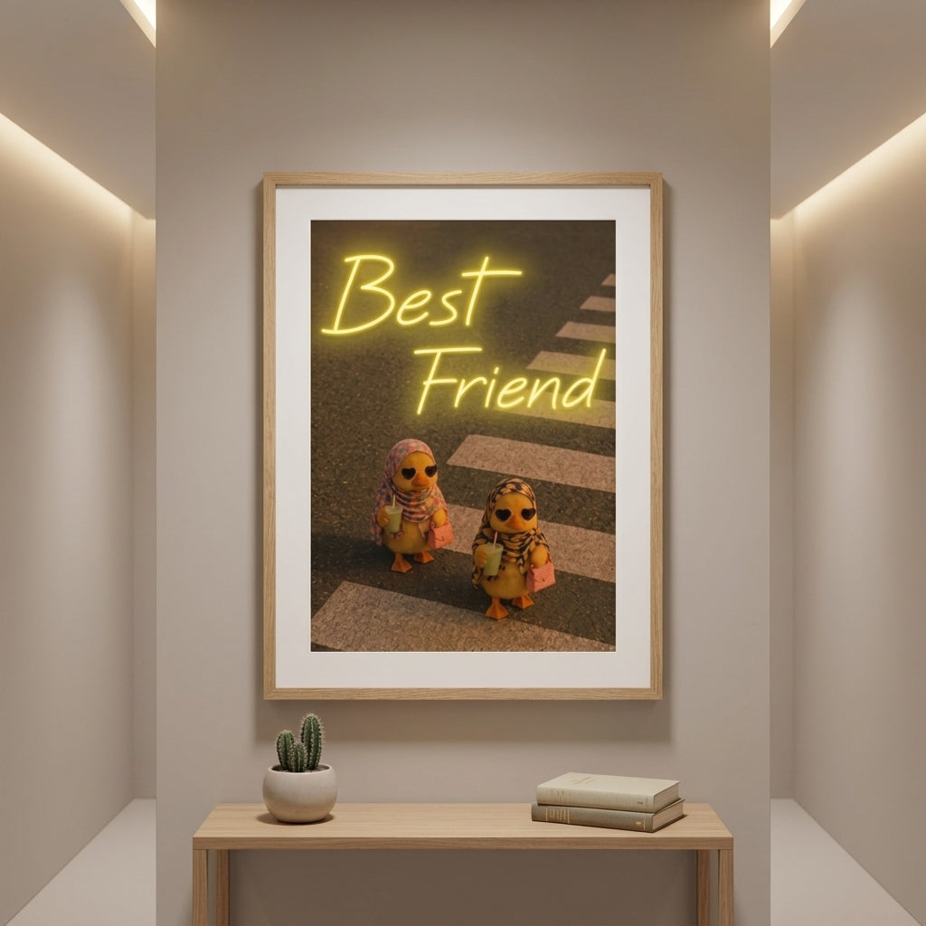 'Best Friend' Neon Pop-Art Tablo – Yeni Sezon