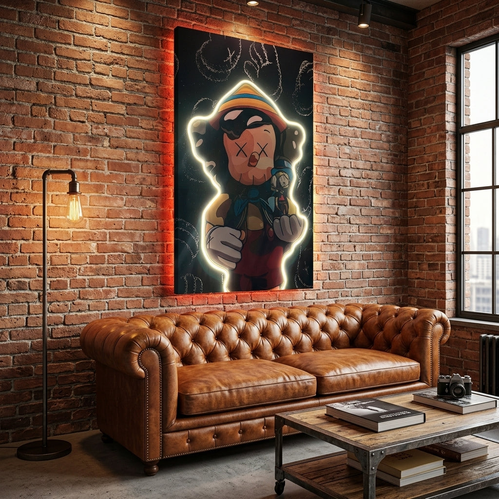Kaws Pinocho Neon Tablo