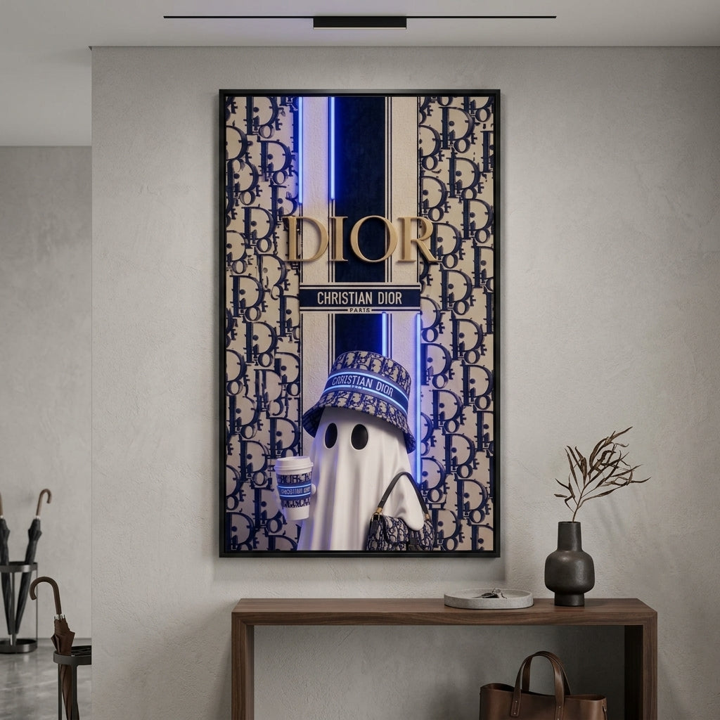 'Paris Couture Ghost' Neon Işıklı Lüks Tablo – Yeni Sezon