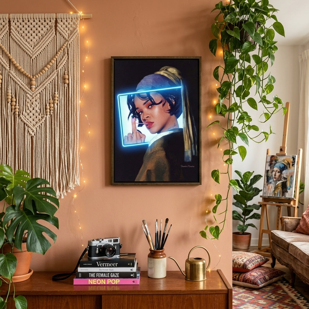 'Rebel Muse' Mavi Neon Pop-Art Tablo – Yeni Sezon