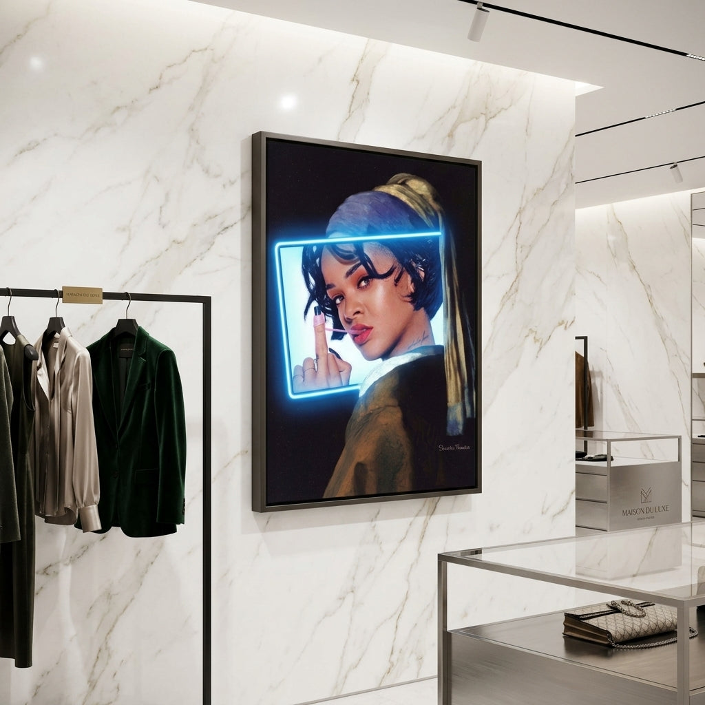 'Rebel Muse' Mavi Neon Pop-Art Tablo – Yeni Sezon