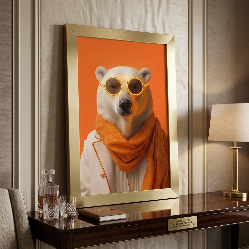 'Orange Elegance' Fütüristik Kutup Ayısı Tablosu