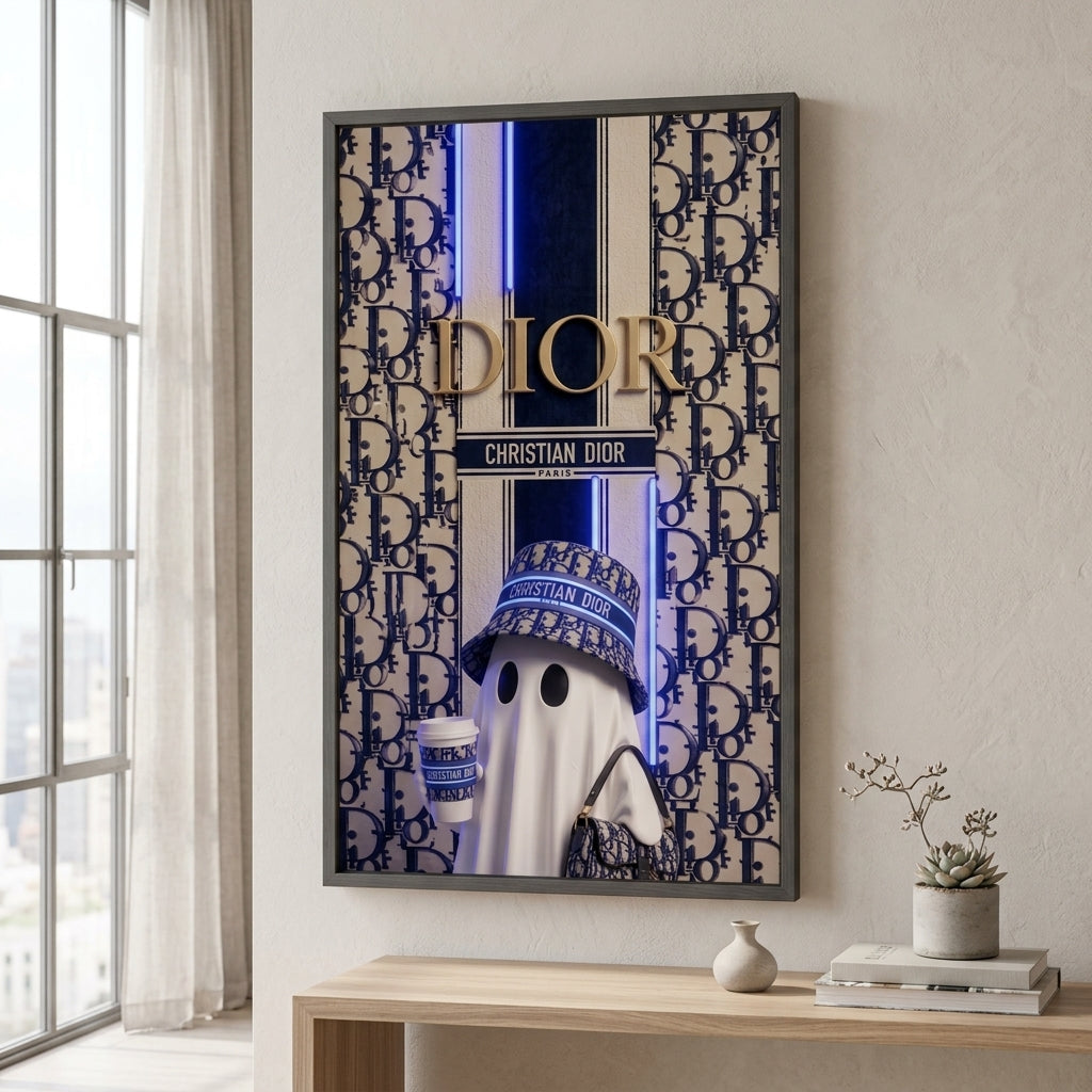 'Paris Couture Ghost' Neon Işıklı Lüks Tablo – Yeni Sezon