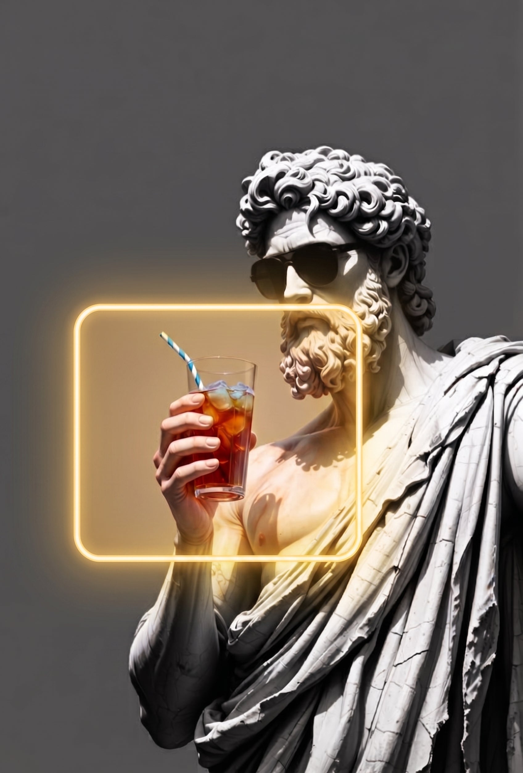'Olympus Chill' Sarı Neon Işıklı Kanvas Tablo – Yeni Sezon