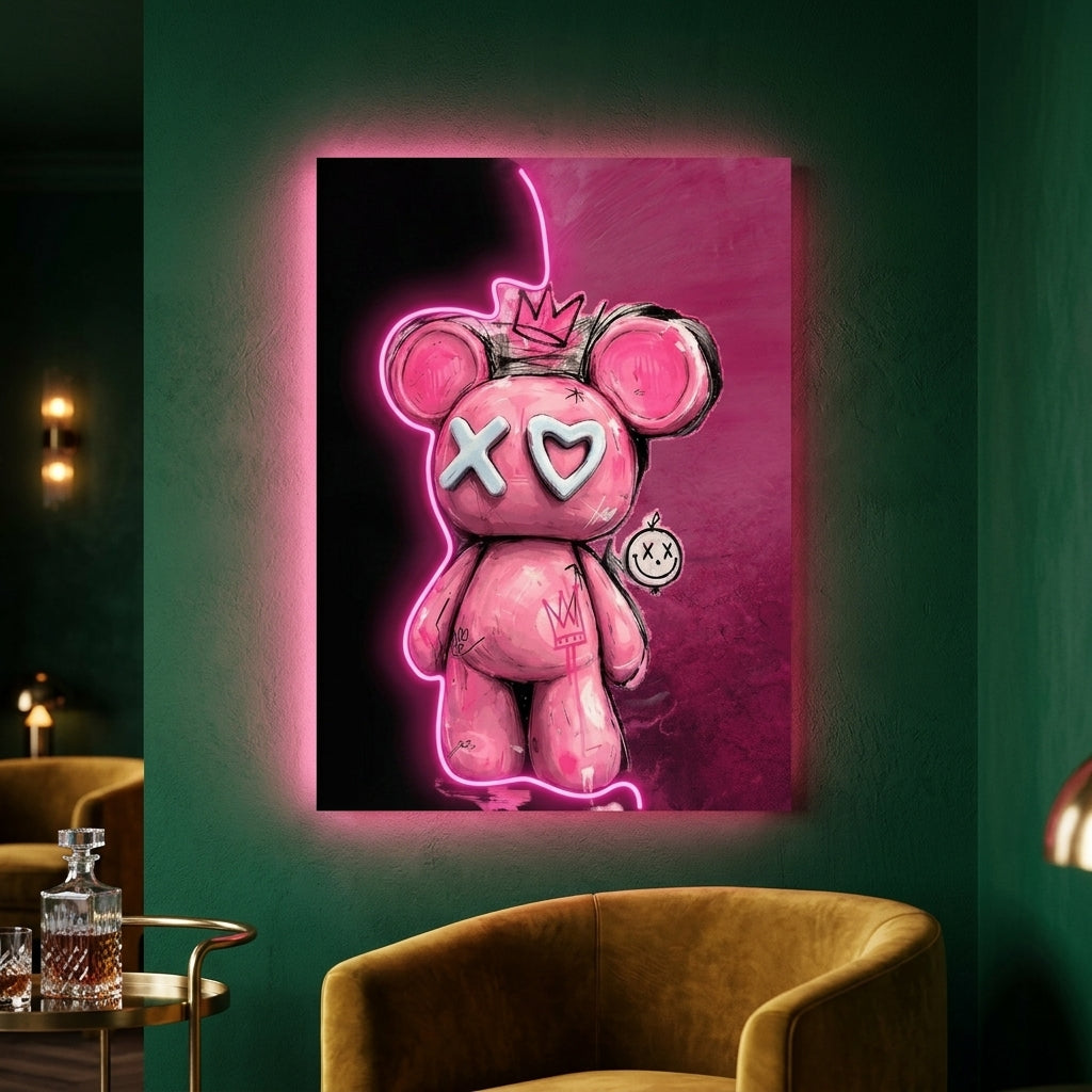 "Pembe İsyan ve Neon Sınırlar" Çağdaş Pop-Art Tablo