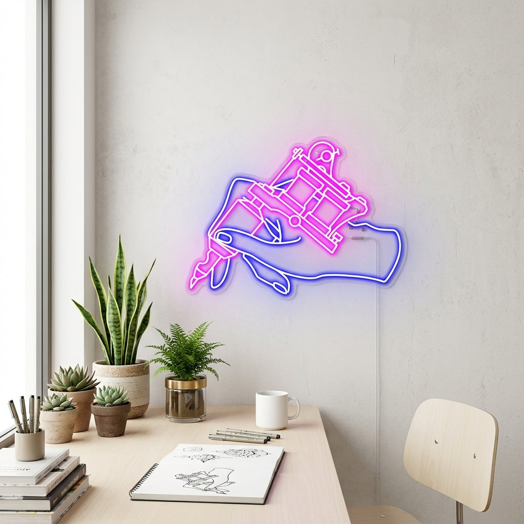 Elli Dövme Makinesi Neon Dekor