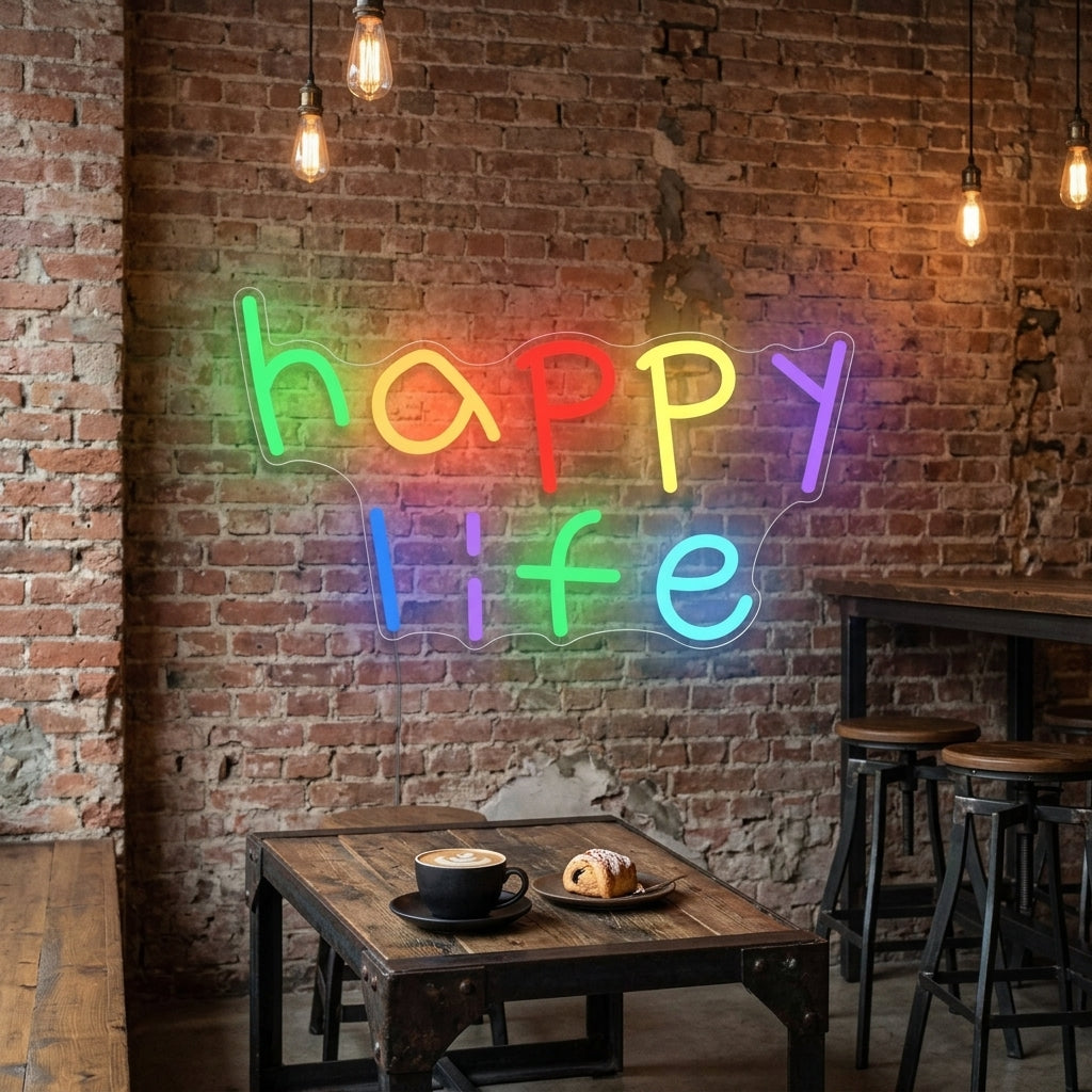 Happy Life - Neon Tabela