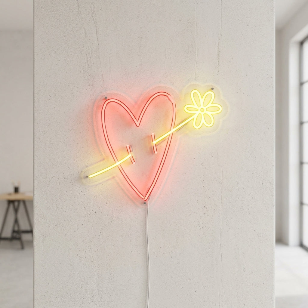 Minimal Ok ve Kalp Neon Dekor