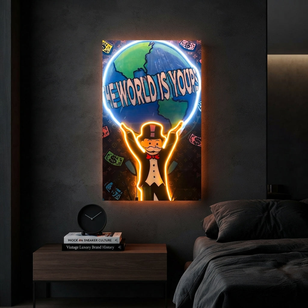 The World Is Yours Monopoly Neon Tablo
