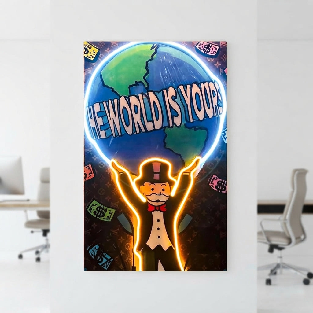 The World Is Yours Monopoly Neon Tablo