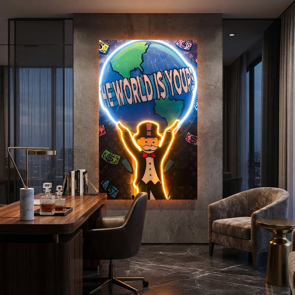 The World Is Yours Monopoly Neon Tablo