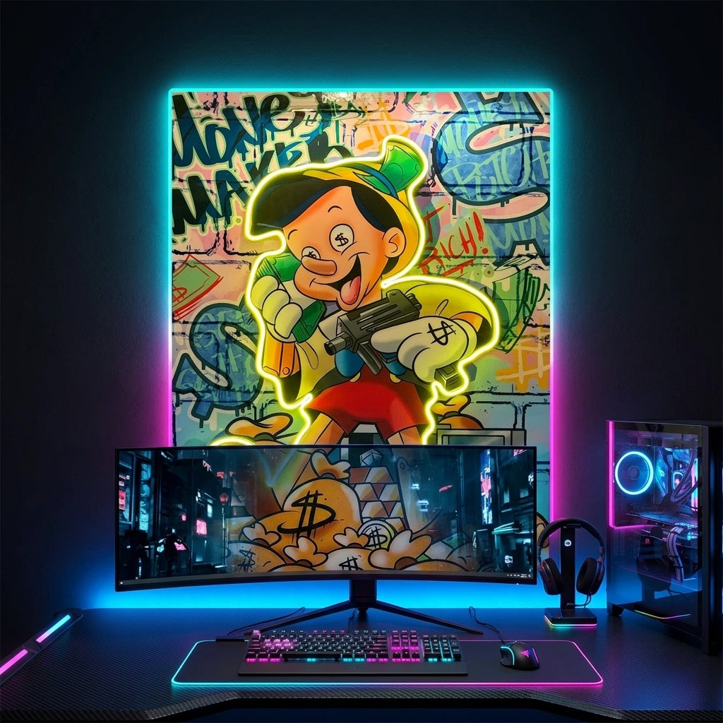 Exclusive “Pinocchio Money Maker” Edition Neon Tablo
