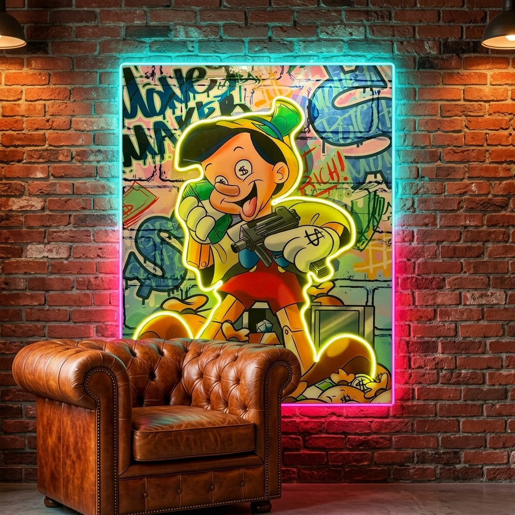 Exclusive “Pinocchio Money Maker” Edition Neon Tablo