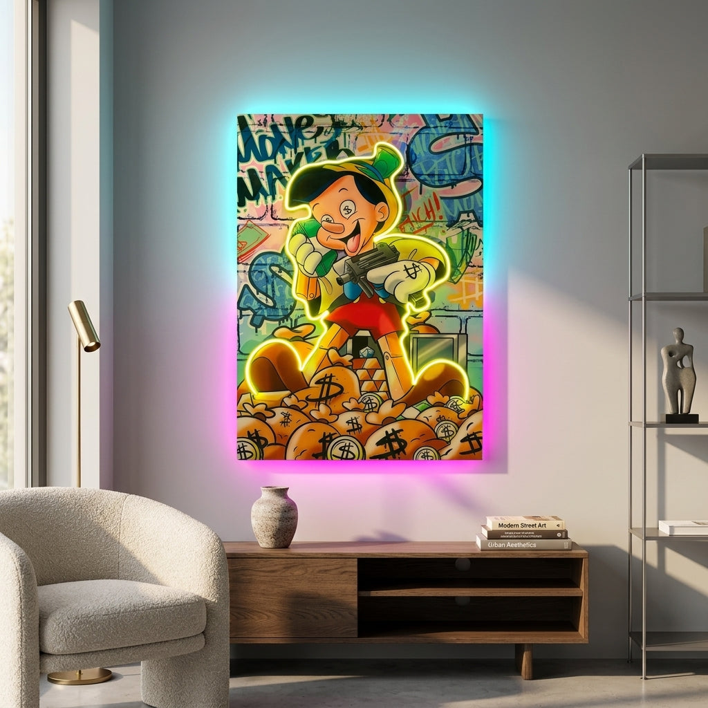 Exclusive “Pinocchio Money Maker” Edition Neon Tablo