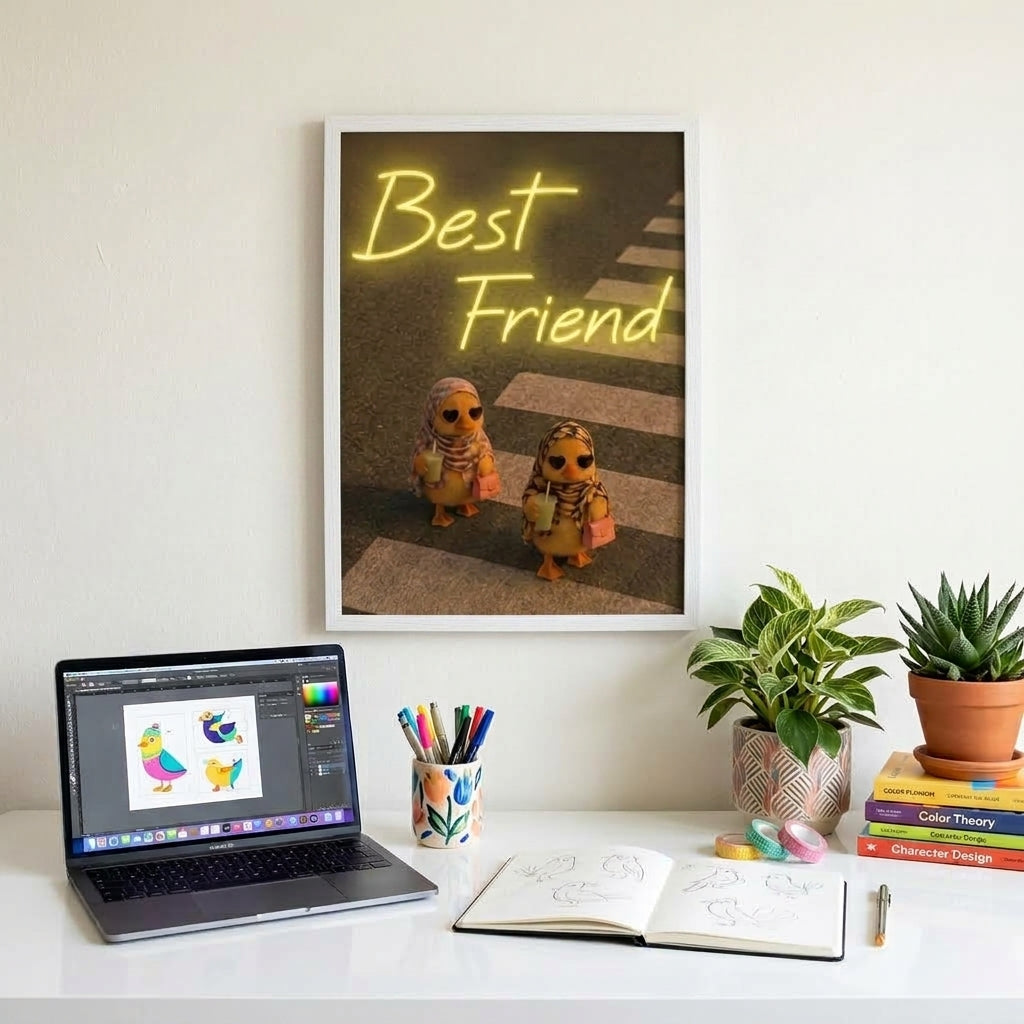 'Best Friend' Neon Pop-Art Tablo – Yeni Sezon