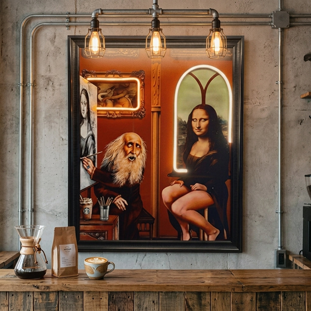 Leonardo da Vinci and Mona Lisa Neon Tabela