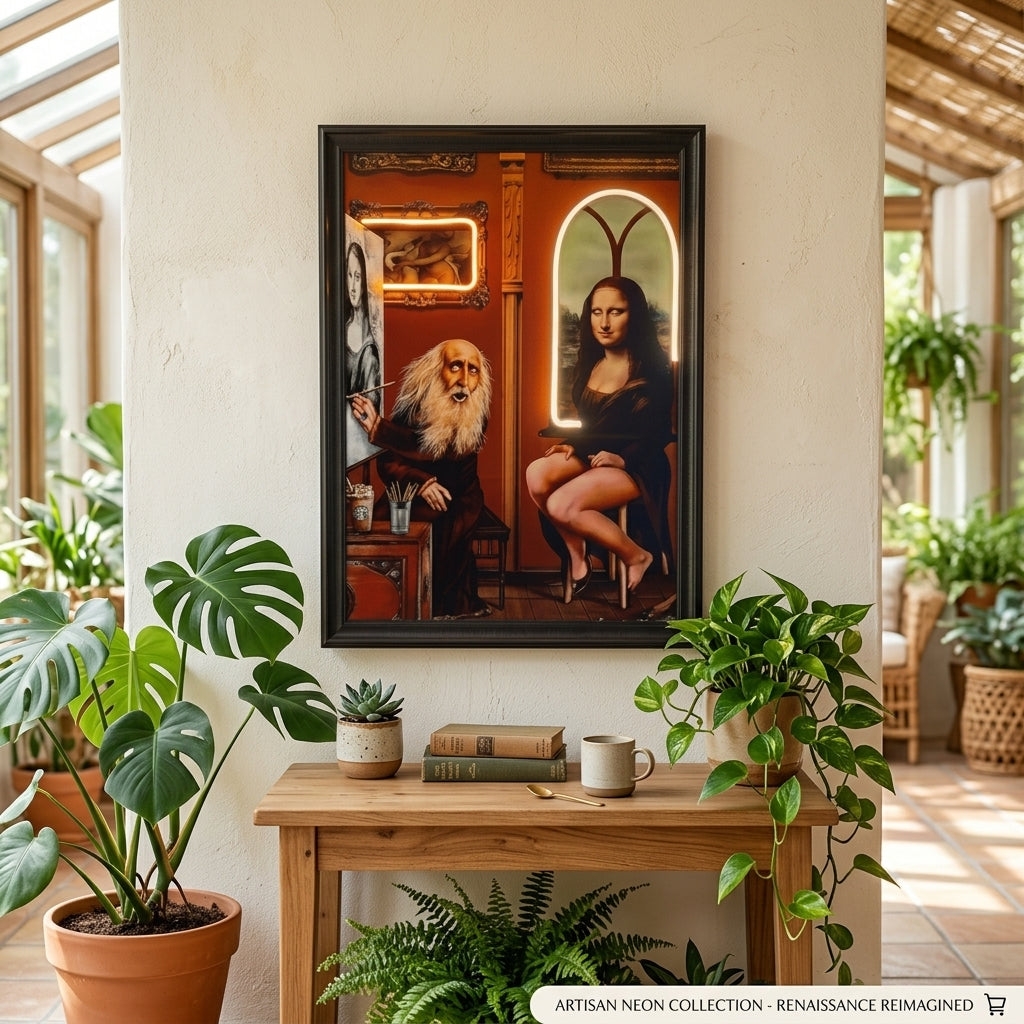 Leonardo da Vinci and Mona Lisa Neon Tabela