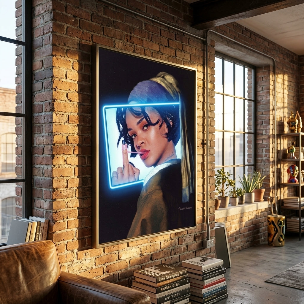 'Rebel Muse' Mavi Neon Pop-Art Tablo – Yeni Sezon
