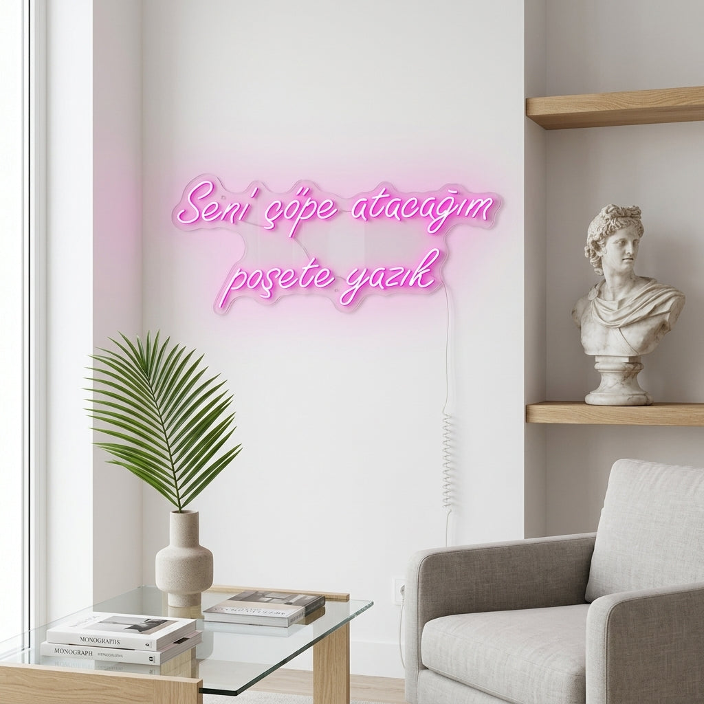 Seni çöpe atacağım poşete yazık - Neon Tabela