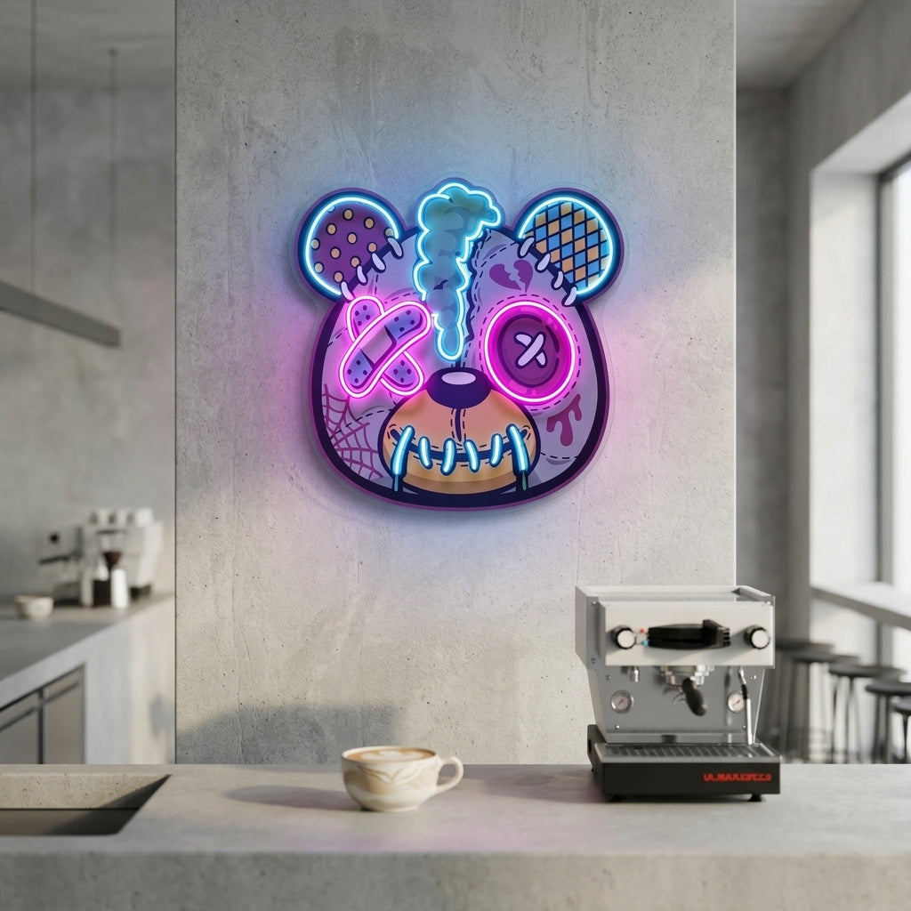 Zombi Teddy Ayıcık Baskılı - Neon Tabela