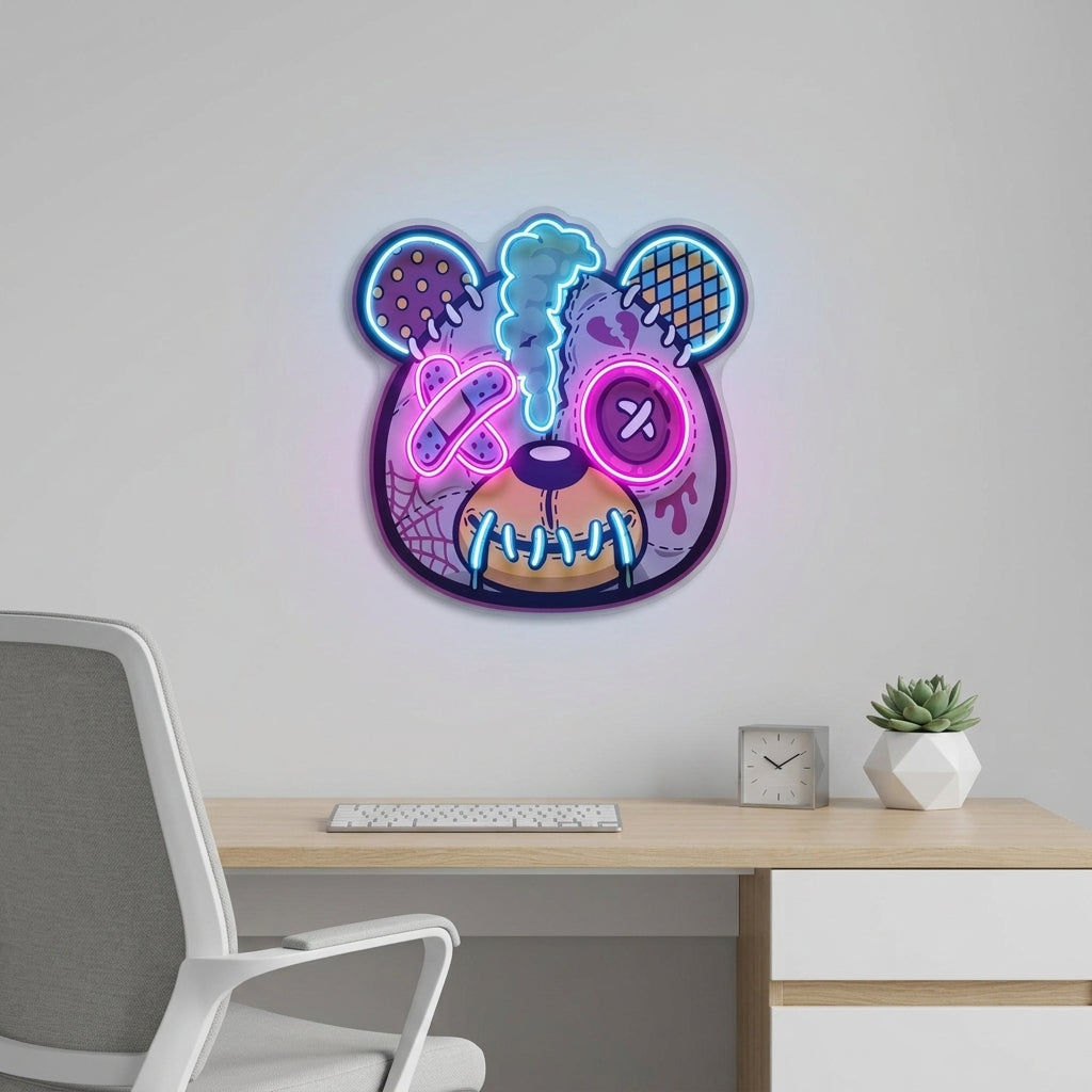 Zombi Teddy Ayıcık Baskılı - Neon Tabela