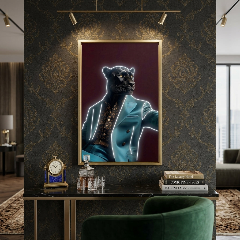 'Executive Panther' Neon Işıklı Tablo – Yeni Sezon