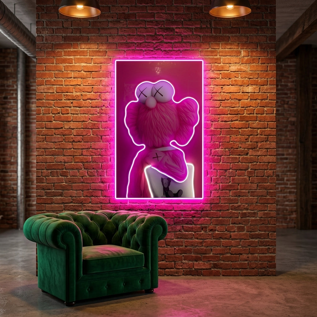 Pink Kaws Neon Tablo