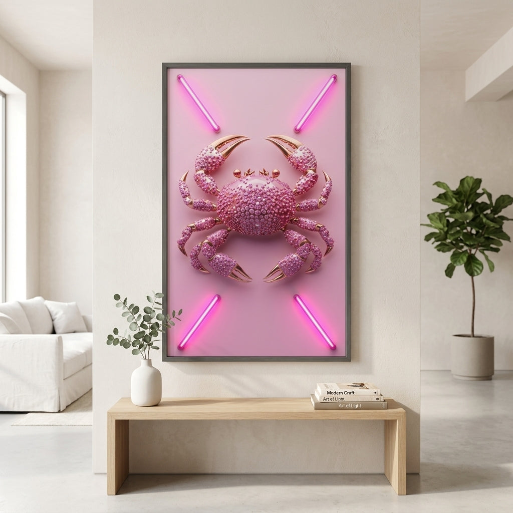 'Crystal Crustacean' Neon Işıklı Lüks Tablo – Yeni Sezon