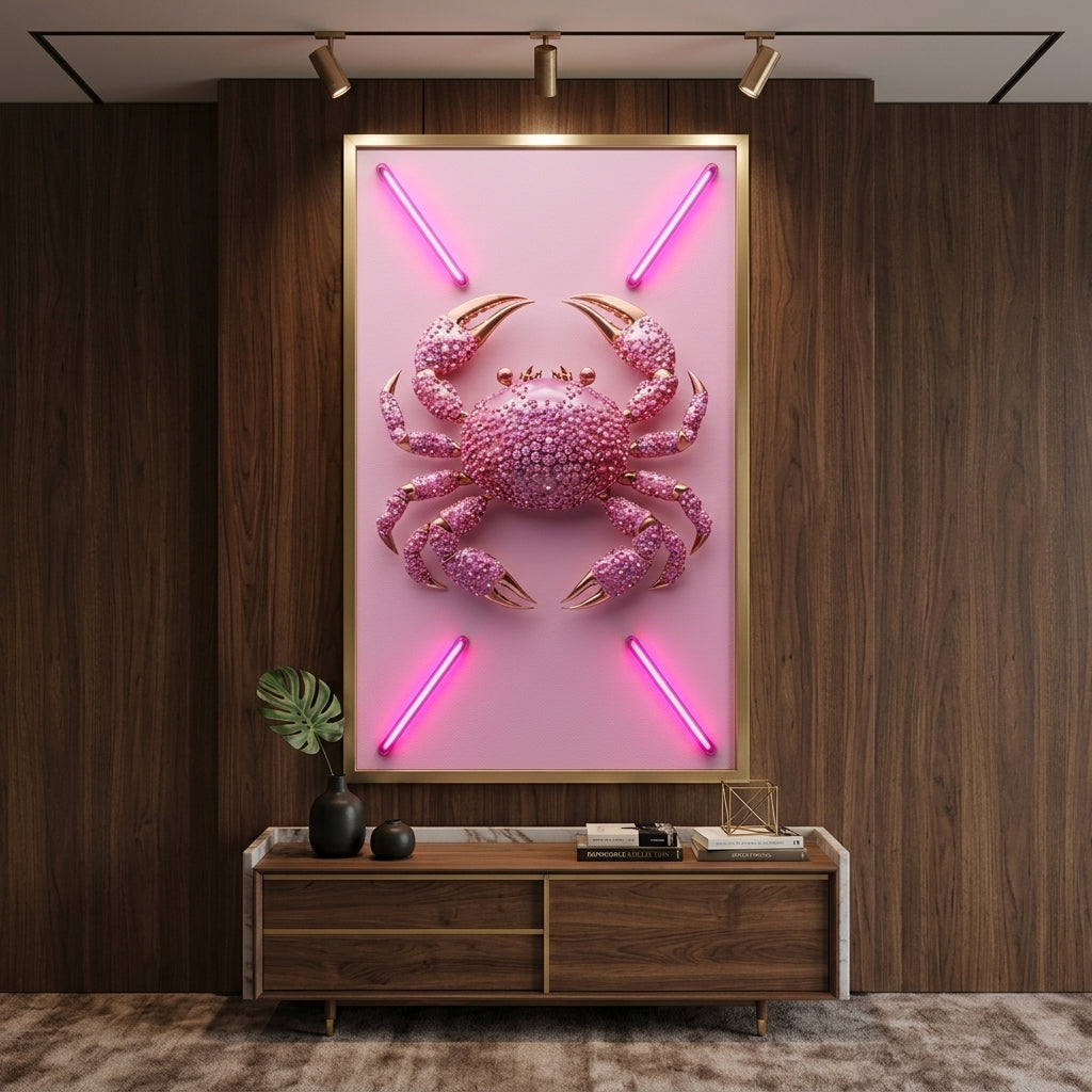 'Crystal Crustacean' Neon Işıklı Lüks Tablo – Yeni Sezon