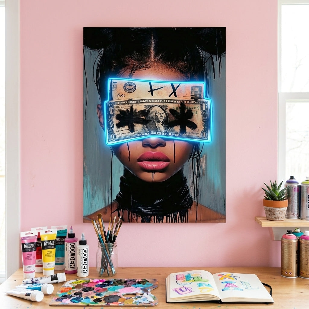 "Blinded by Money ve Neon Sansür" Premium Tablo
