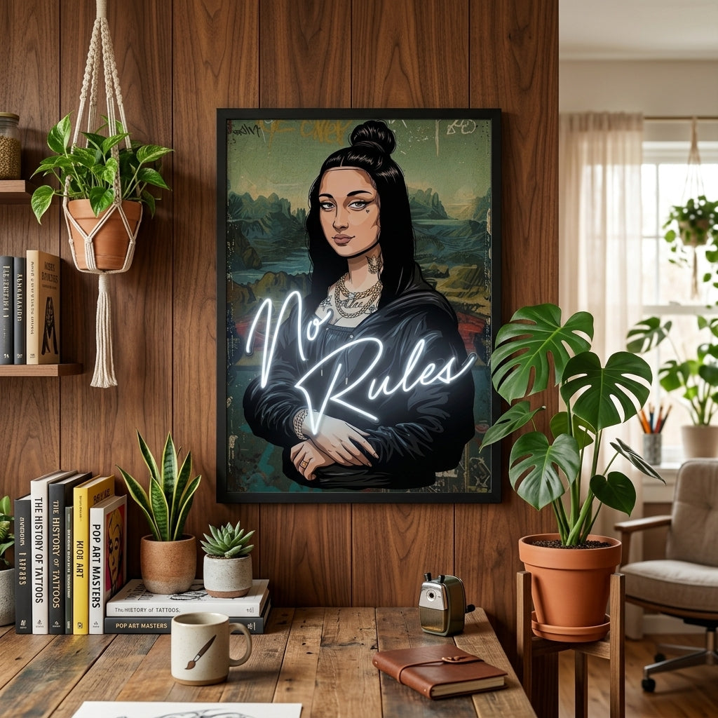 "Modern Mona Lisa - No Rules" Kanvas Tablo