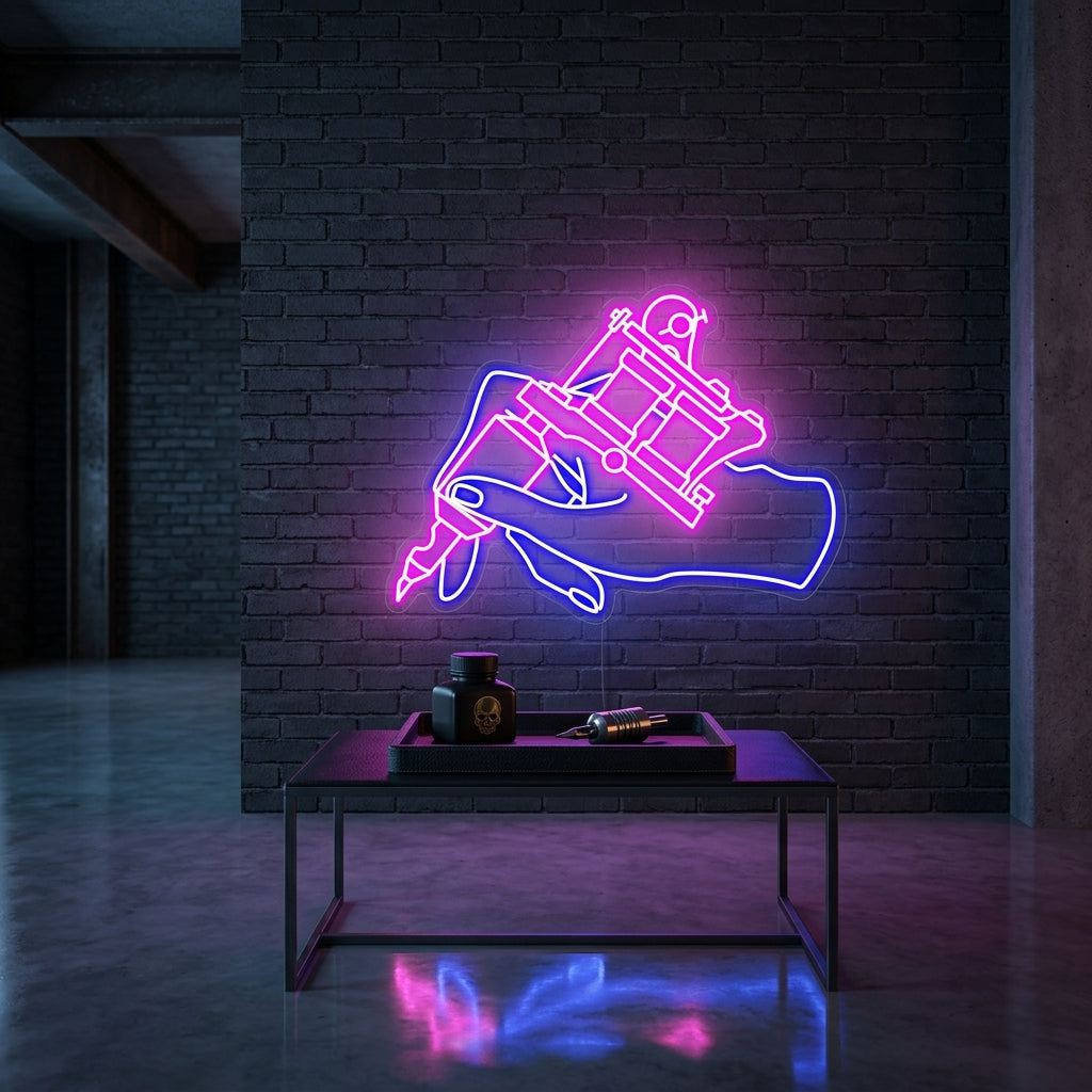 Elli Dövme Makinesi Neon Dekor