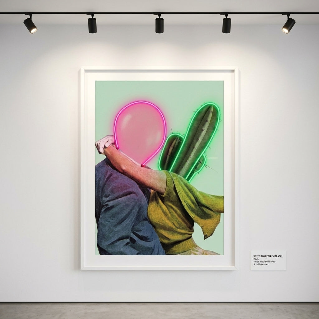 'İmkansız Aşk' (Cactus-Balloon) Neon Kanvas Tablo
