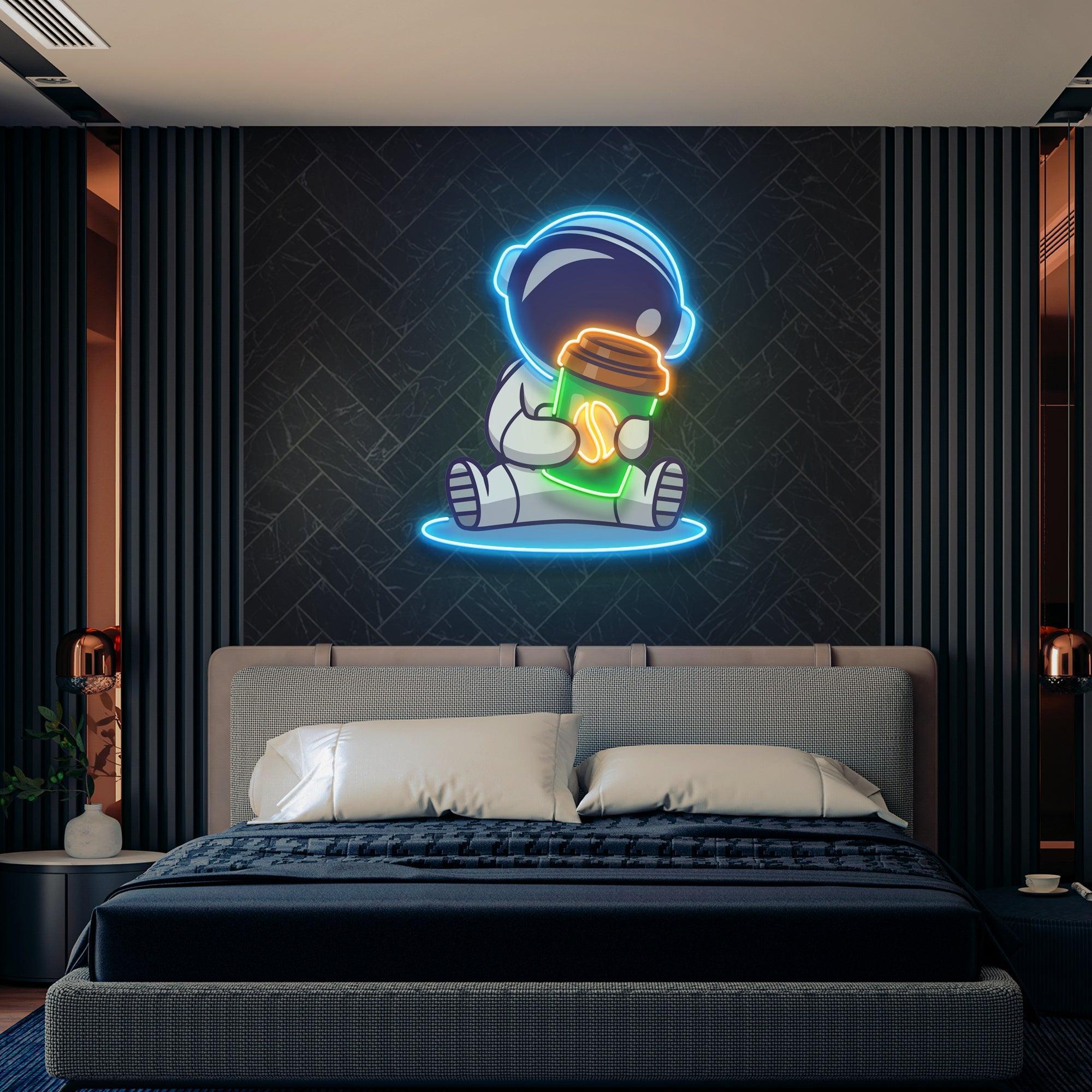 Astronaut Coffee Artwork Led Neon Sign Light - Neonbir
