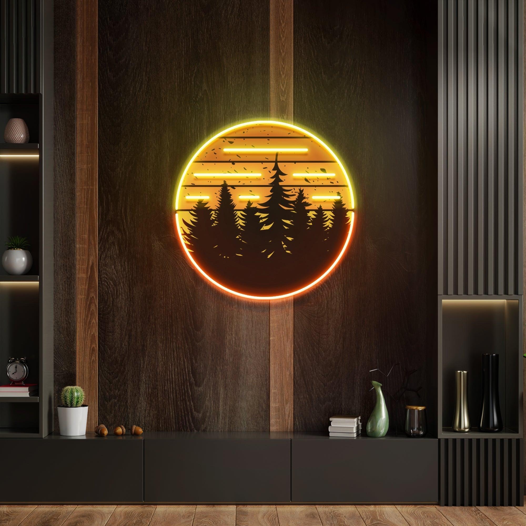80s Style Grunge Striped Sunsets Artwork Led Neon Sign Light - Neonbir