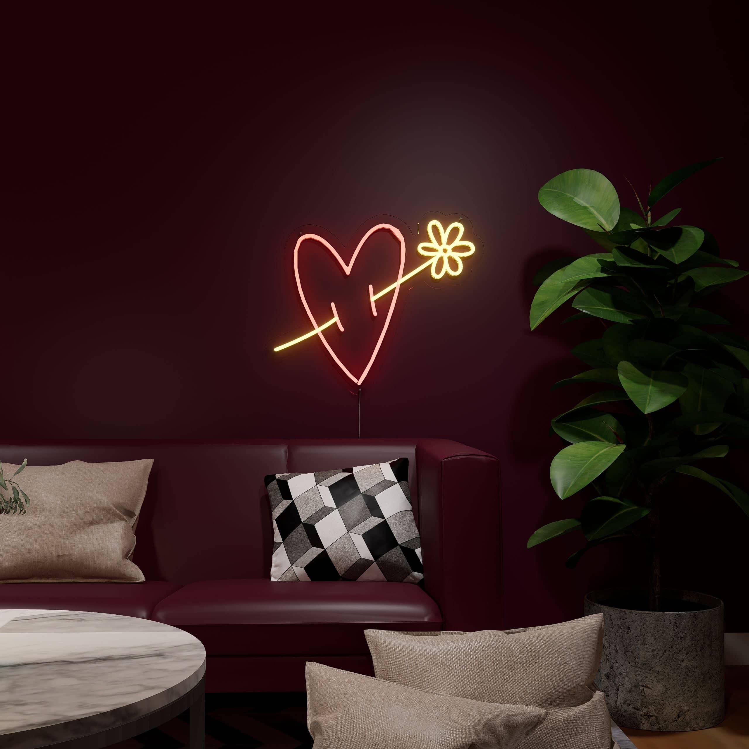 Minimal Ok ve Kalp Neon Dekor