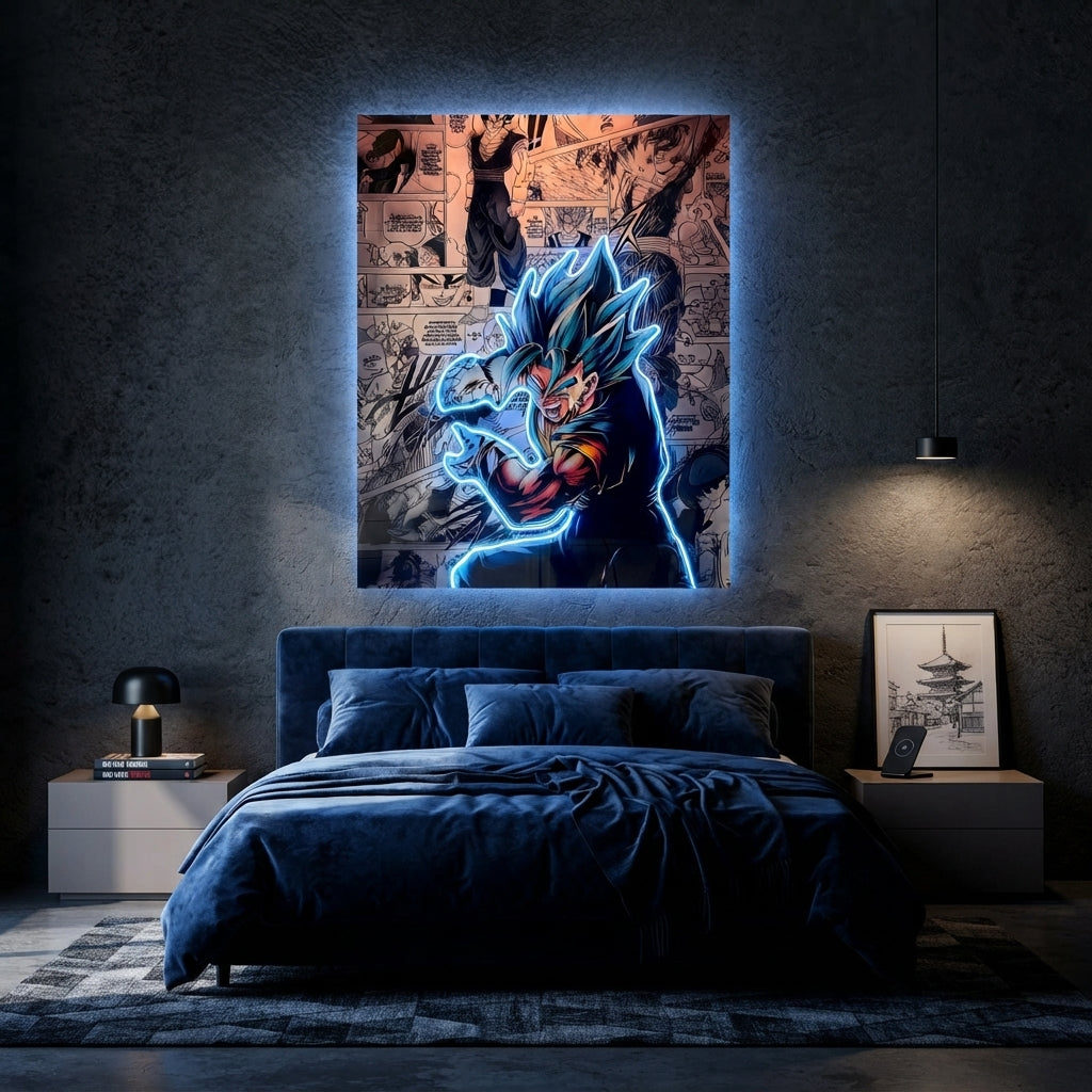 Goku SSJ Dios Azul Angry Neon Tablo