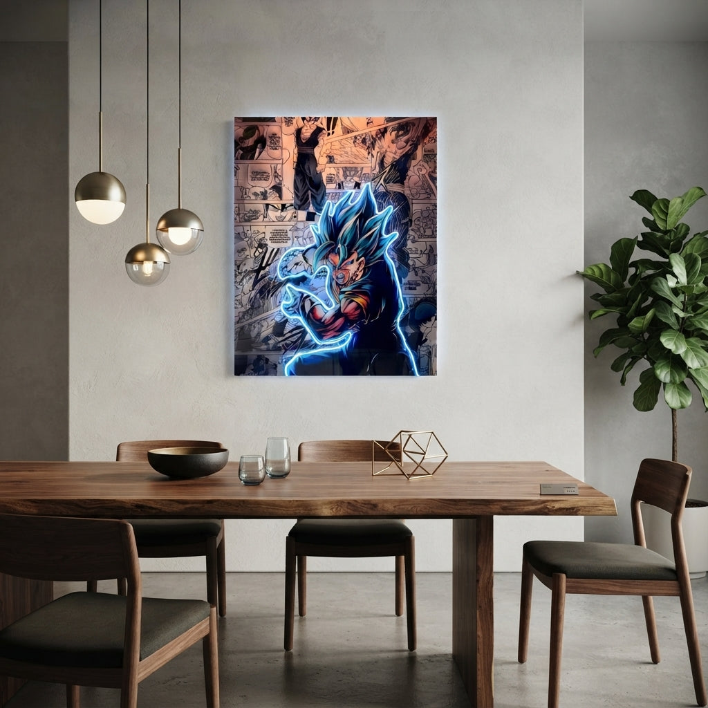 Goku SSJ Dios Azul Angry Neon Tablo