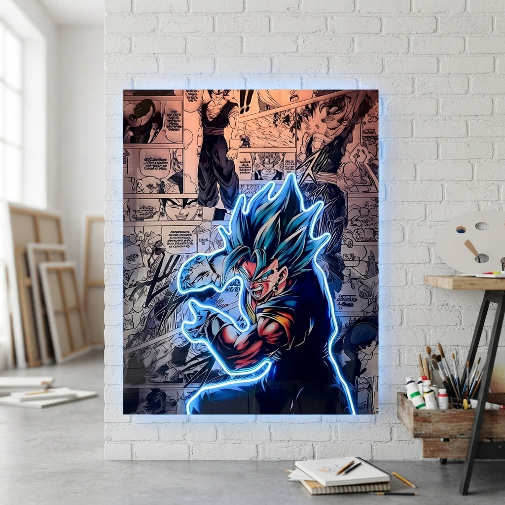 Goku SSJ Dios Azul Angry Neon Tablo