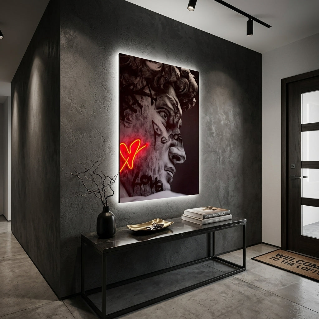 David Art Love Neon Tablo