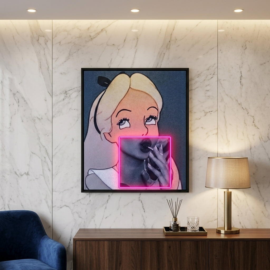 "Masumiyetin İronisi ve Pembe Neon" Kanvas Tablo